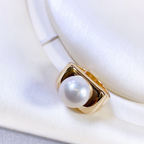Power Edison Pearl Square Ring - 18K Gold Vermeil / Silver